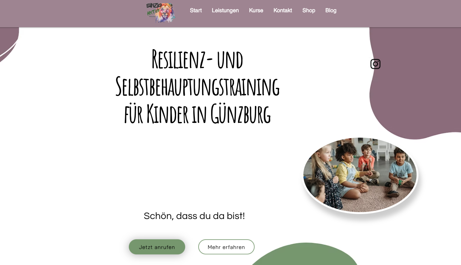 Screenshot von der Webseite eines Kundenprojektes EinzigartigTrainings als Referenz